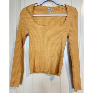 Rhythm yellow Ribbed Long Sleeve Top Stretchy 90's y2k fitted modal Sz L GUC